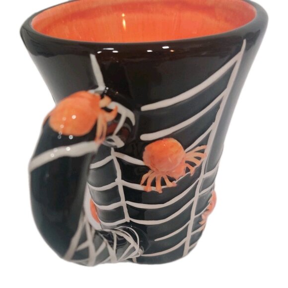 Lillian Vernon Spider Web Halloween Mugs 12 Oz Black And Orange Witch Potion - Picture 5 of 12